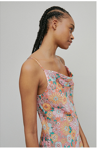 strappy floral midi dress
