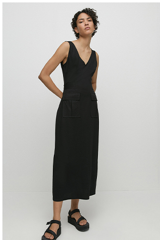 pique utility tie waist dress