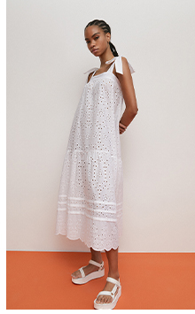 beach broderie scallop hem midi dress