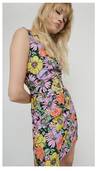 petite floral recycled 60s shift mini dress