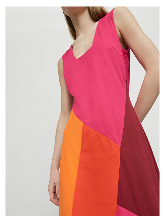 Pique Colourblock Sleeveless Midi Dress