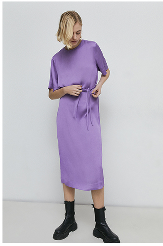 satin dobby column midi dress