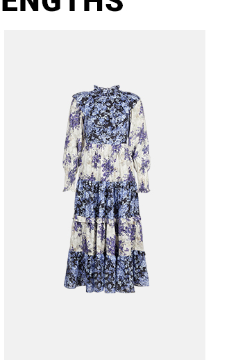 shirred high neck maxi dress in floral