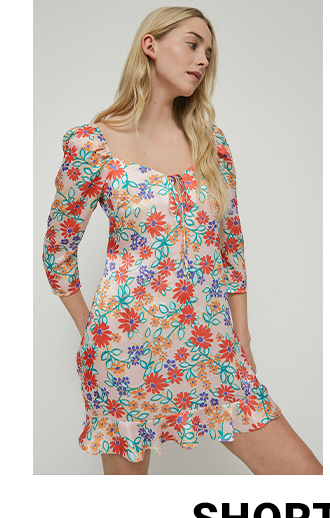 puff sleeve mini dress in floral