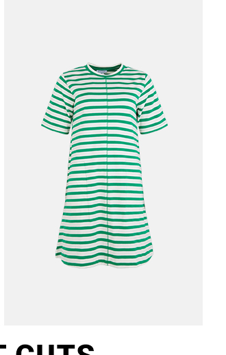 stripe compact cotton trapeze short dress