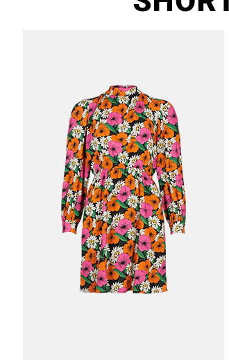 high neck mini flippy dress in floral