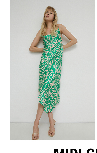 petite cami midi dress with asymmetric hem