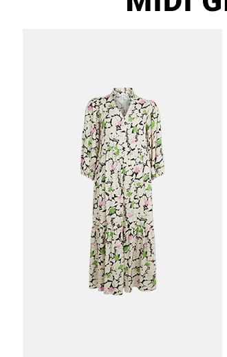 leaf print tiered loose fit midi dress