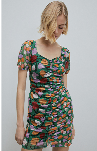 wh x rose england spliced floral mesh dress