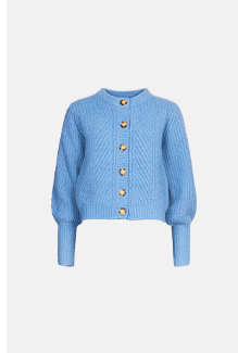 stitch detail crew neck knit cardigan