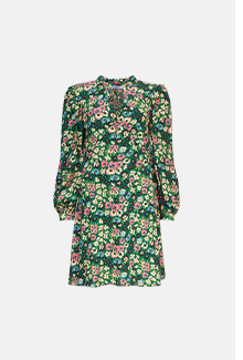 woven tie neck mini tea dress in floral