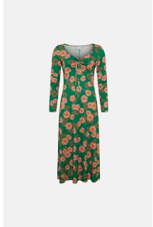 floral print recycled sweetheart neck dress