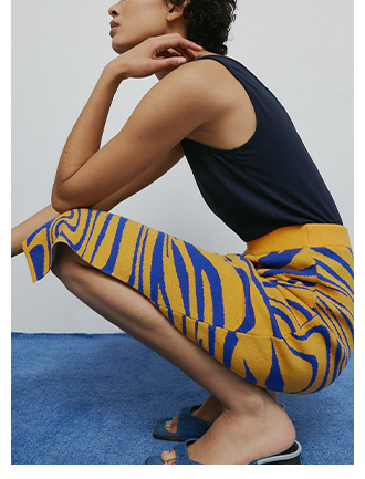 tiger jacquard knit midi skirt