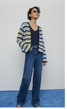zig zag crochet look knit cardigan