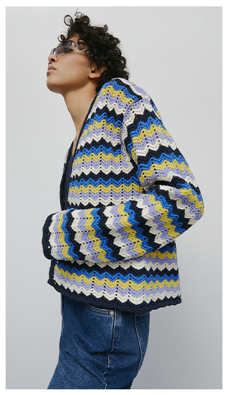 zig zag crochet look knit cardigan