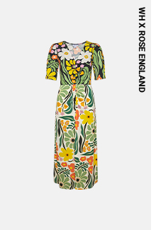 wh x rose england mixed floral print midi dress