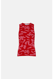 abstract floral jacquard knit vest