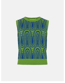 wave jacquard knit vest