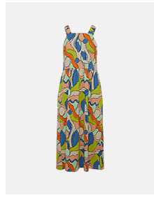 abstract recycled print cross back midi dress