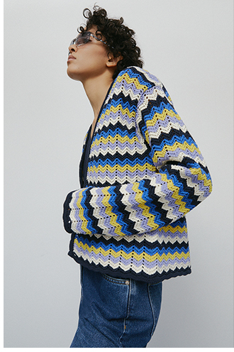 zig zag crochet look knit cardigan