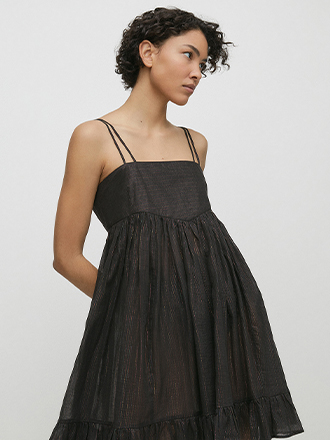 Beach Cotton Shimmer Strappy Mini Dress