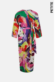 petite printed plisse batwing midi dress