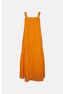 broderie hem wide strap midi dress