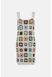 square crochet knit dress