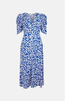 button through midi tea dress in floral