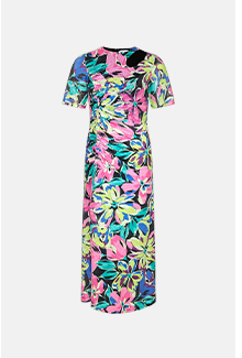printed sequin ruched side midi dress