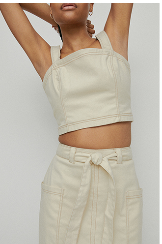 twill pocket detail belted midi skirt