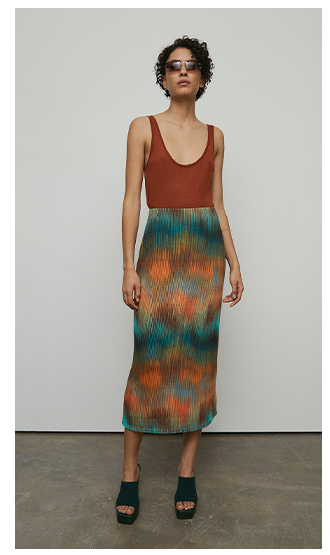 Ombre Rib Midi Skirt