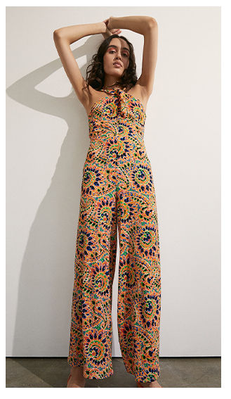 Paisley Recycled Print Halter Neck Jumpsuit