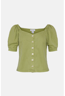 striped pique sweetheart neck top