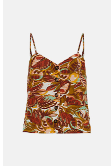 linen mix printed button front cami