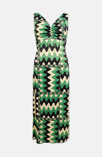 ruched front midi dress in print