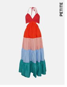 petite rainbow strappy maxi dress