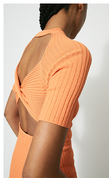 Twist Back Ribbed Knit Dress