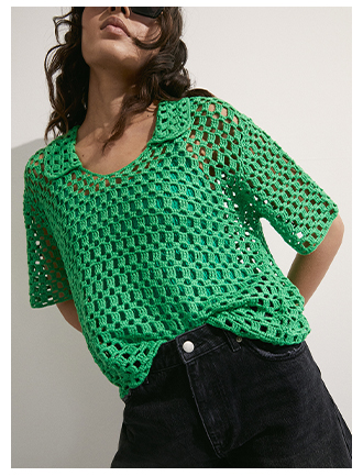 crochet polo knit shirt