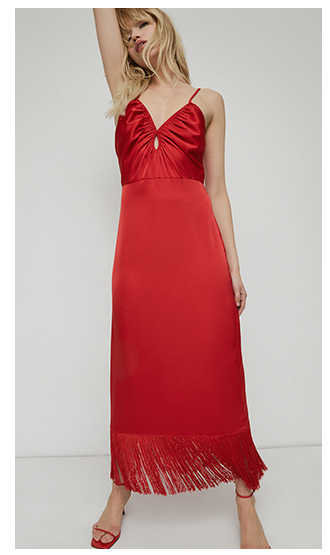 strappy fringing midi dress