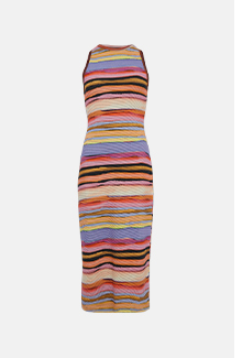 multi stripe race midi dress