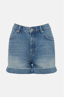 denim turn up hem mom short