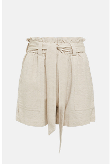 linen mix paperbag tie waist short