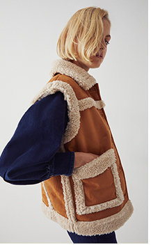 faux shearling sleeveless jacket