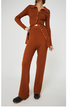 mixed rib knit trousers