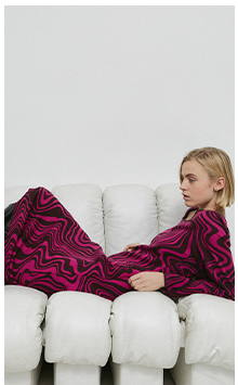 warped jacquard knit midi dress