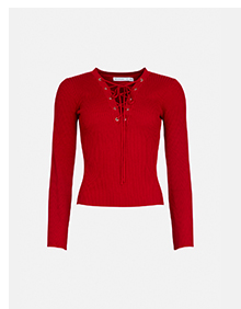 eyelet tie up knitted jumper