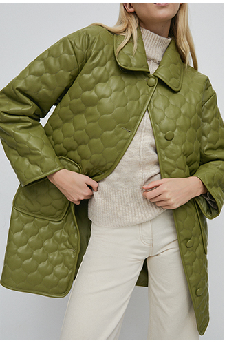 onion quilted faux leather padded jacket