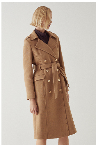 italian wool blend button down trench