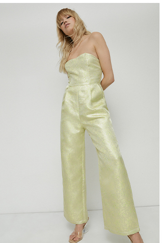 shimmer floral jacquard jumpsuit